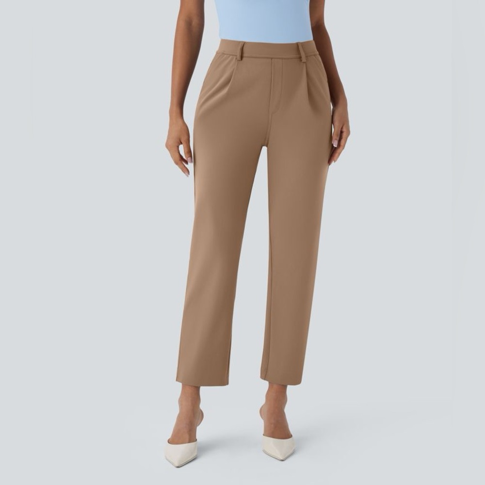 High Waisted Pocket Ankle Length Tapered Work Pants - Picture 6 of 16